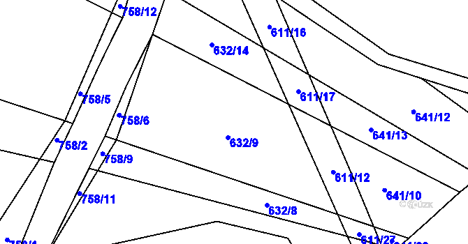 Parcela st. 632/10 v KÚ Zachrašťany, Katastrální mapa
