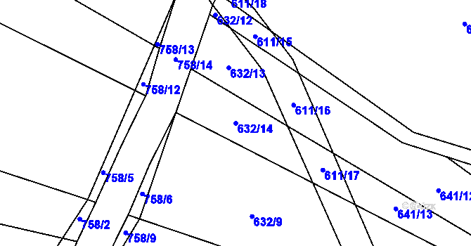 Parcela st. 632/14 v KÚ Zachrašťany, Katastrální mapa