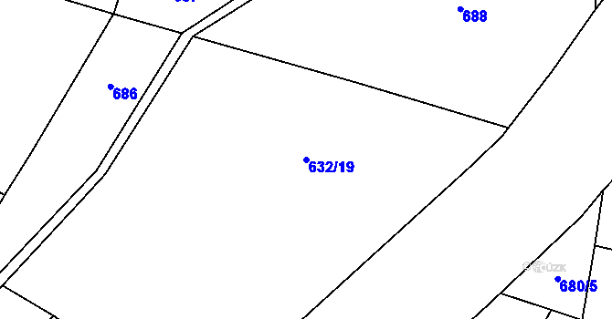 Parcela st. 632/19 v KÚ Zachrašťany, Katastrální mapa
