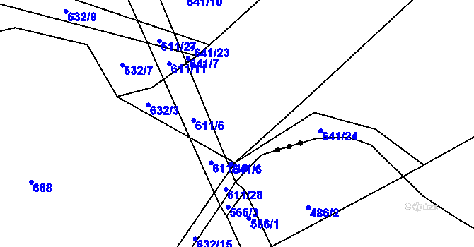 Parcela st. 641/5 v KÚ Zachrašťany, Katastrální mapa