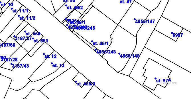Parcela st. 4855/248 v KÚ Zaječí, Katastrální mapa