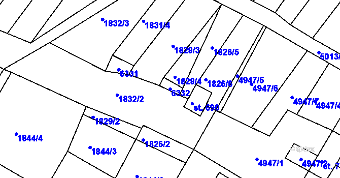 Parcela st. 6332 v KÚ Zaječí, Katastrální mapa