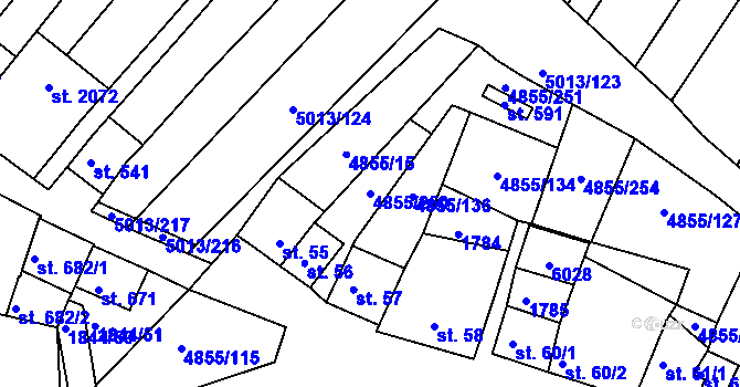 Parcela st. 4855/250 v KÚ Zaječí, Katastrální mapa