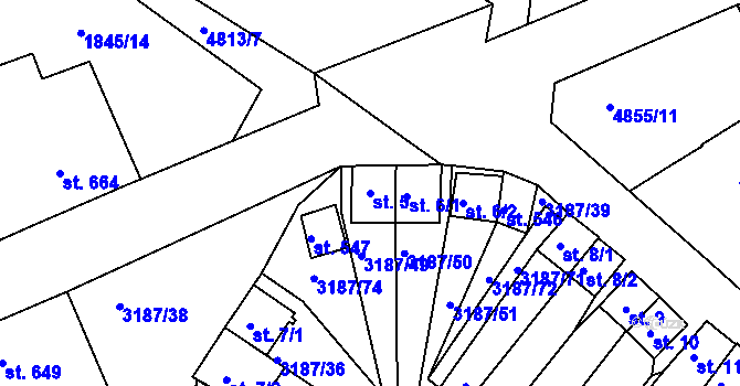 Parcela st. 5 v KÚ Zaječí, Katastrální mapa