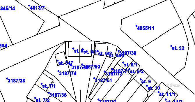 Parcela st. 6/2 v KÚ Zaječí, Katastrální mapa