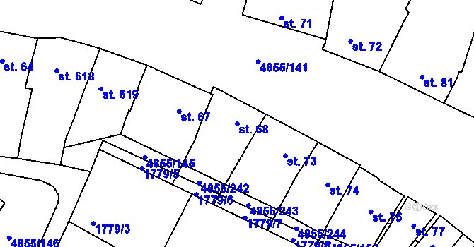 Parcela st. 68 v KÚ Zaječí, Katastrální mapa