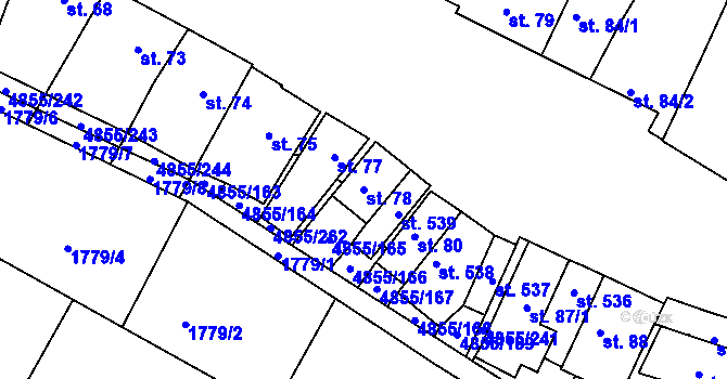 Parcela st. 78 v KÚ Zaječí, Katastrální mapa