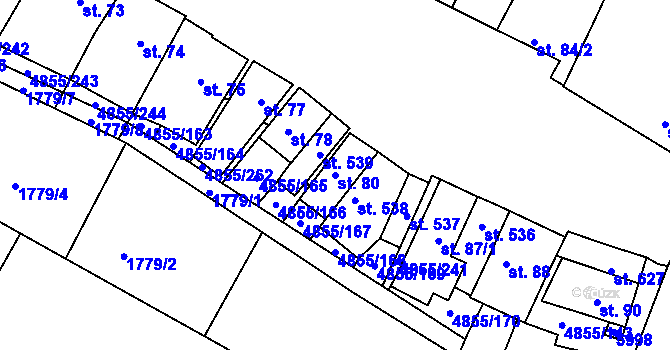 Parcela st. 80 v KÚ Zaječí, Katastrální mapa