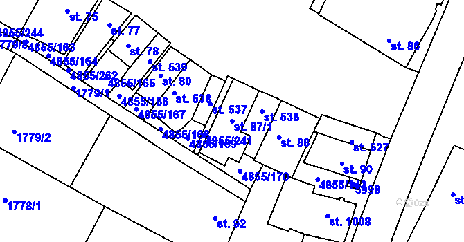 Parcela st. 87/1 v KÚ Zaječí, Katastrální mapa