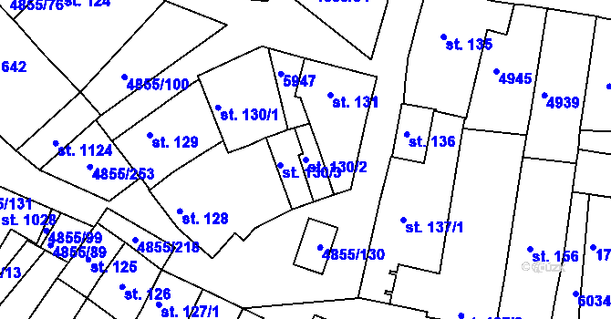 Parcela st. 130/2 v KÚ Zaječí, Katastrální mapa