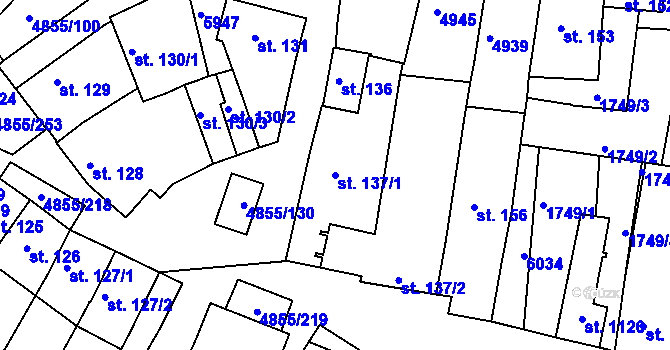 Parcela st. 137/1 v KÚ Zaječí, Katastrální mapa