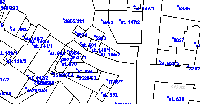 Parcela st. 145/2 v KÚ Zaječí, Katastrální mapa