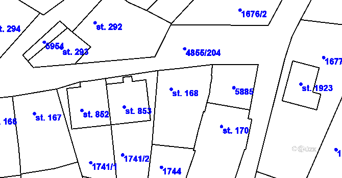 Parcela st. 168 v KÚ Zaječí, Katastrální mapa