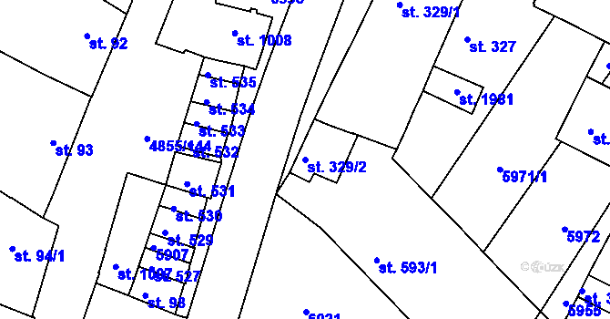 Parcela st. 329/2 v KÚ Zaječí, Katastrální mapa