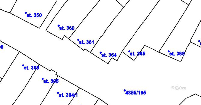 Parcela st. 364 v KÚ Zaječí, Katastrální mapa