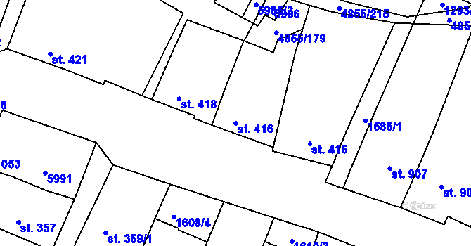 Parcela st. 416 v KÚ Zaječí, Katastrální mapa