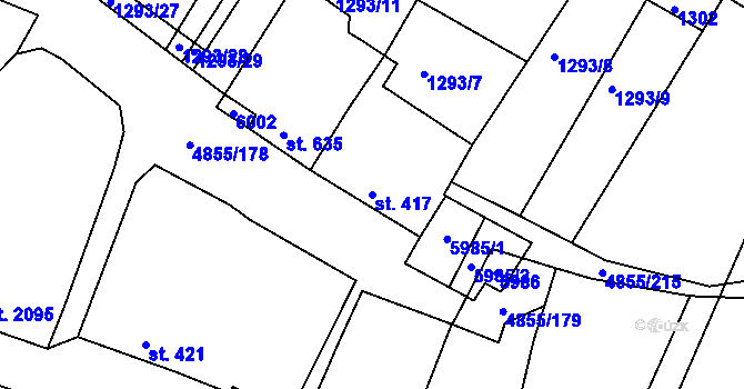 Parcela st. 417 v KÚ Zaječí, Katastrální mapa