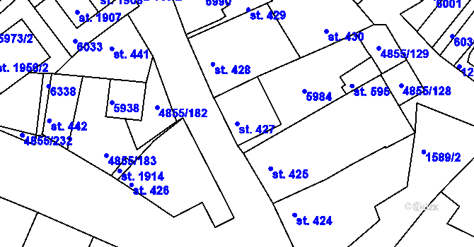 Parcela st. 427 v KÚ Zaječí, Katastrální mapa