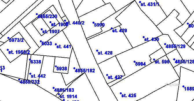 Parcela st. 428 v KÚ Zaječí, Katastrální mapa