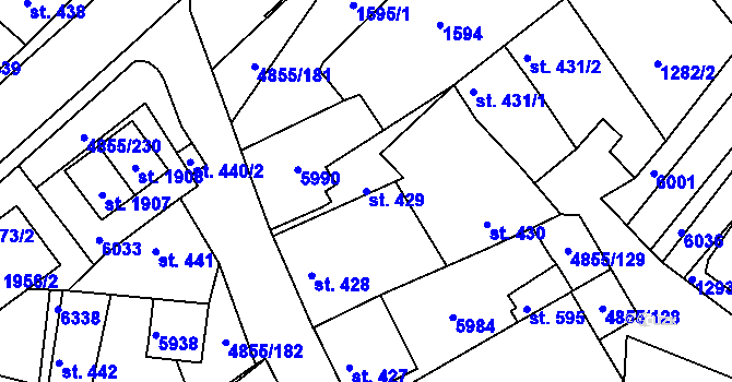 Parcela st. 429 v KÚ Zaječí, Katastrální mapa