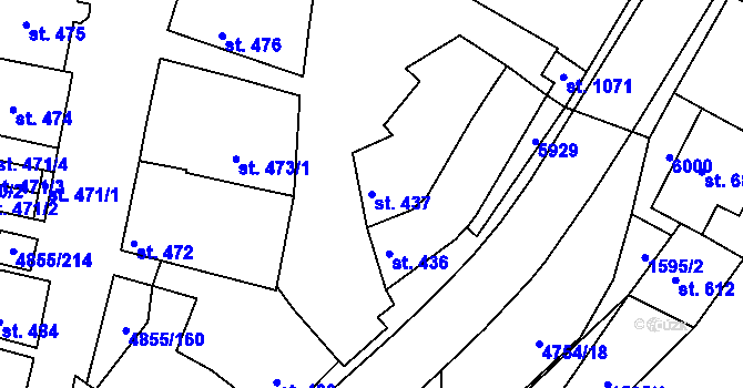 Parcela st. 437 v KÚ Zaječí, Katastrální mapa