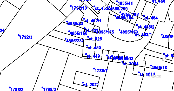 Parcela st. 450 v KÚ Zaječí, Katastrální mapa