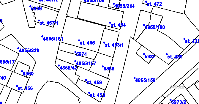 Parcela st. 463/2 v KÚ Zaječí, Katastrální mapa