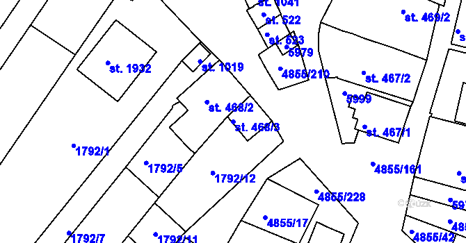 Parcela st. 468/3 v KÚ Zaječí, Katastrální mapa