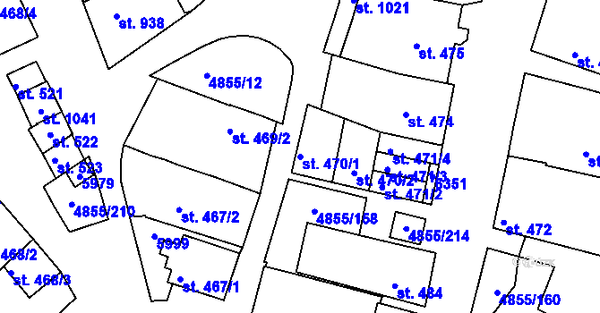 Parcela st. 470/1 v KÚ Zaječí, Katastrální mapa