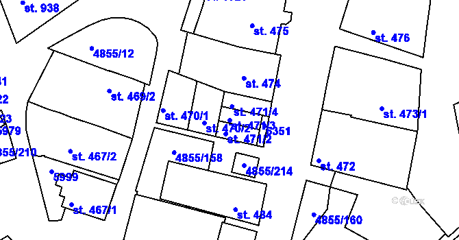 Parcela st. 471/3 v KÚ Zaječí, Katastrální mapa
