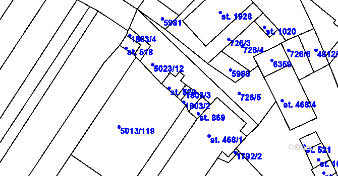 Parcela st. 520 v KÚ Zaječí, Katastrální mapa