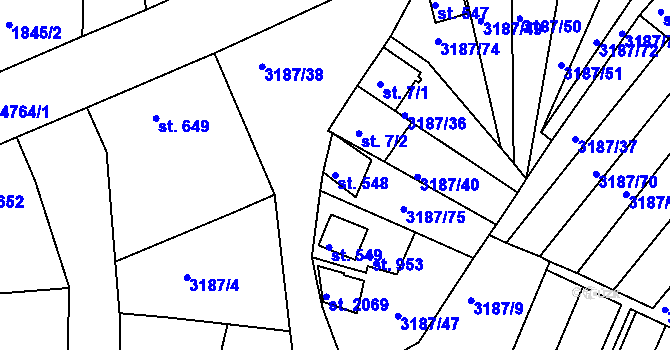 Parcela st. 548 v KÚ Zaječí, Katastrální mapa