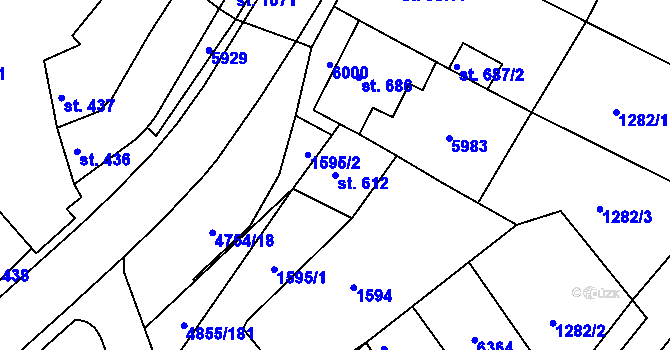 Parcela st. 612 v KÚ Zaječí, Katastrální mapa