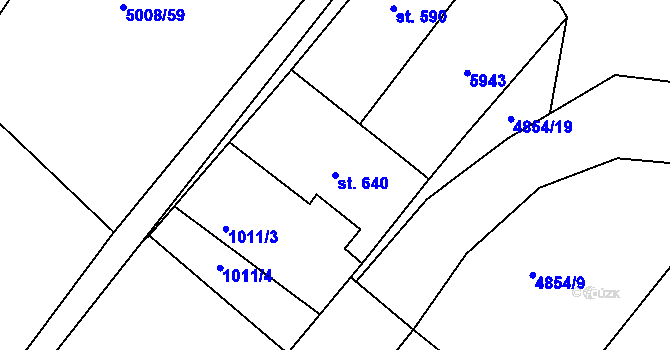 Parcela st. 640 v KÚ Zaječí, Katastrální mapa