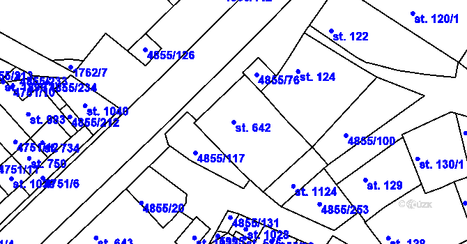 Parcela st. 642 v KÚ Zaječí, Katastrální mapa