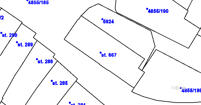 Parcela st. 667 v KÚ Zaječí, Katastrální mapa