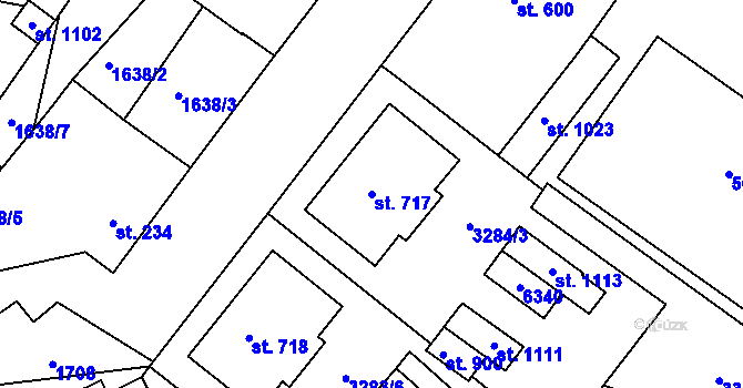 Parcela st. 717 v KÚ Zaječí, Katastrální mapa