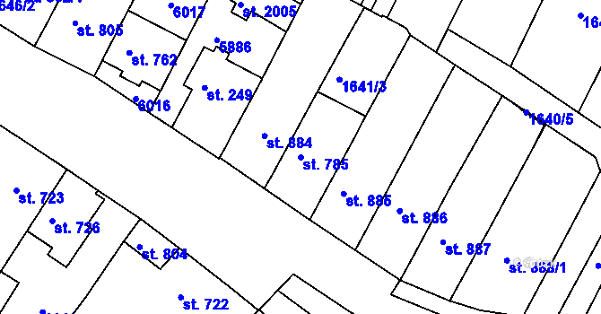 Parcela st. 785 v KÚ Zaječí, Katastrální mapa