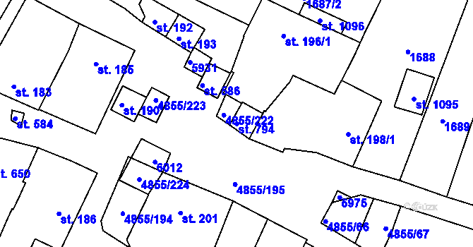 Parcela st. 794 v KÚ Zaječí, Katastrální mapa