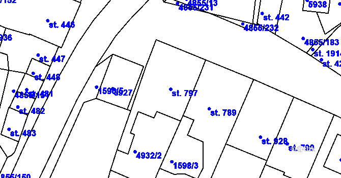 Parcela st. 797 v KÚ Zaječí, Katastrální mapa