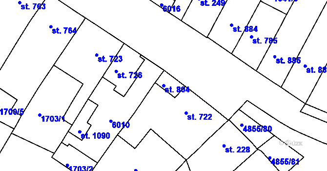 Parcela st. 804 v KÚ Zaječí, Katastrální mapa