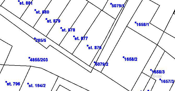 Parcela st. 876 v KÚ Zaječí, Katastrální mapa