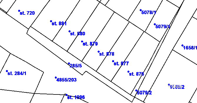 Parcela st. 878 v KÚ Zaječí, Katastrální mapa
