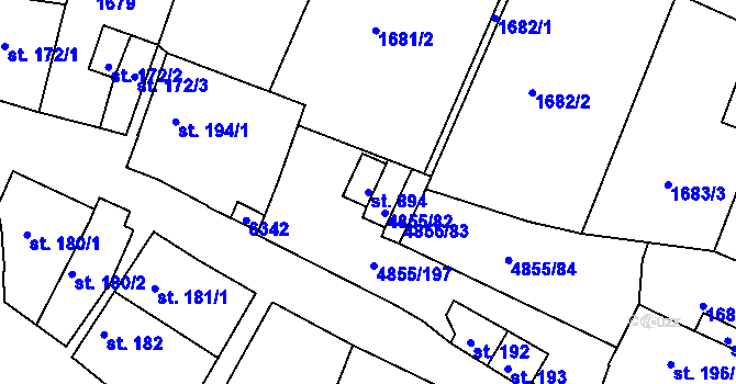 Parcela st. 894 v KÚ Zaječí, Katastrální mapa