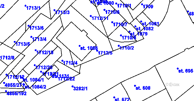 Parcela st. 1712/5 v KÚ Zaječí, Katastrální mapa
