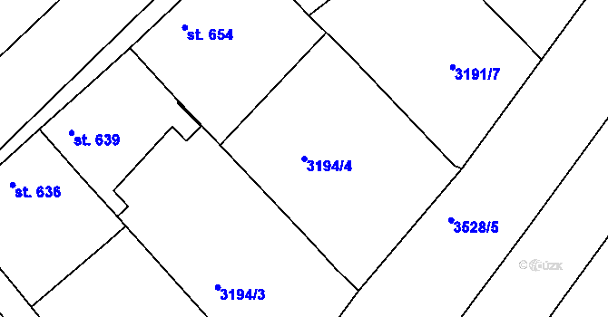 Parcela st. 3194/4 v KÚ Zaječí, Katastrální mapa