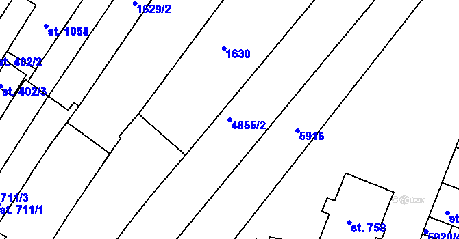 Parcela st. 4855/2 v KÚ Zaječí, Katastrální mapa
