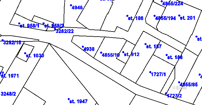 Parcela st. 4855/10 v KÚ Zaječí, Katastrální mapa