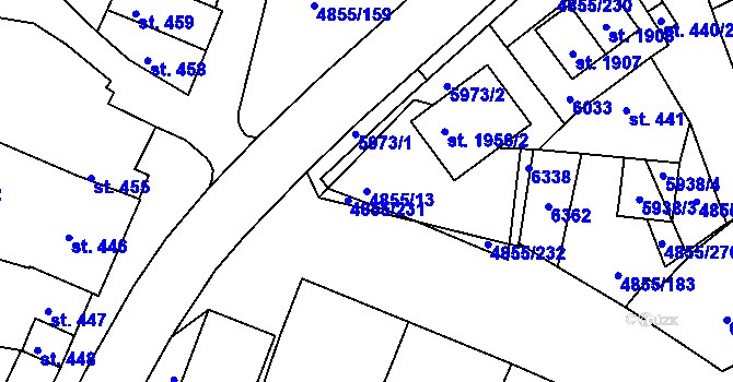 Parcela st. 4855/13 v KÚ Zaječí, Katastrální mapa