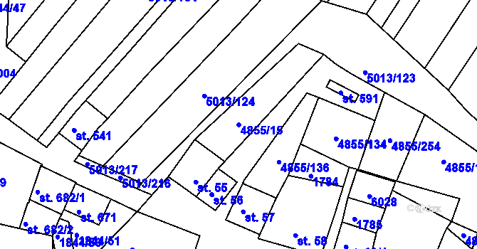 Parcela st. 4855/15 v KÚ Zaječí, Katastrální mapa